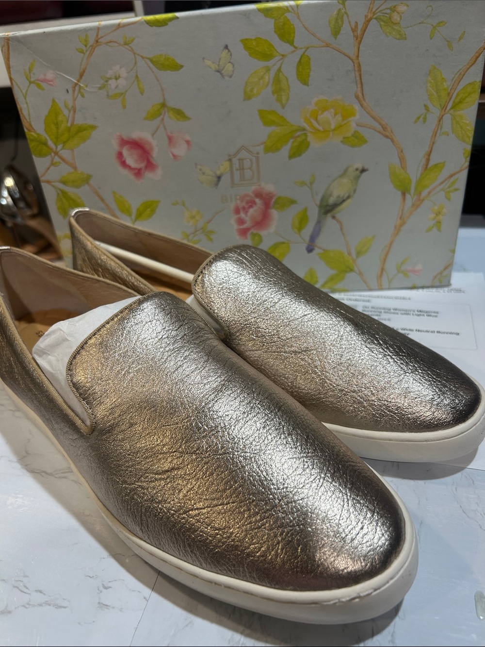 Birdies Metallic Slip-On Women’s Sneakers - Gold - Picture 2 of 10